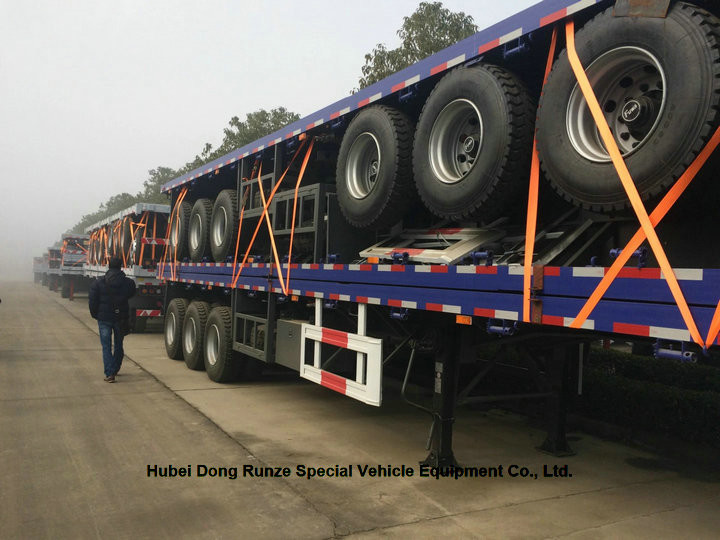 Flatbed Container Trailer 3 axle for container Loading capacity 40 ton ,60ton,80Ton