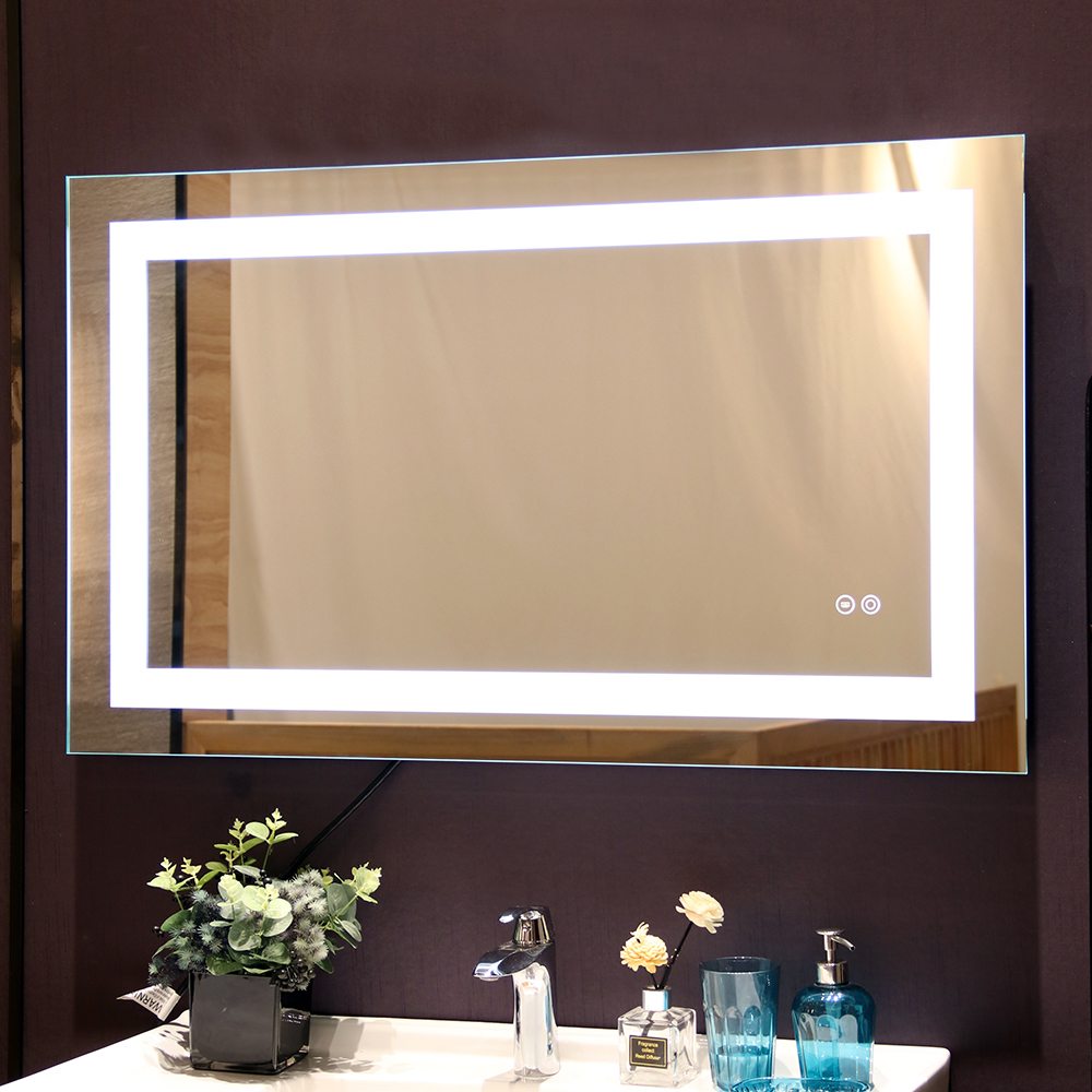 Bathroom Vanity Round Metal Frame Mirror With Replaceable 2835 SMD LED Strip Lighting