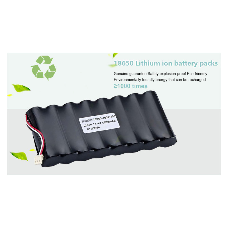 14.4V 4300mAh Rechargeable Li Ion Battery Pack 4S2P 62Wh With Connector