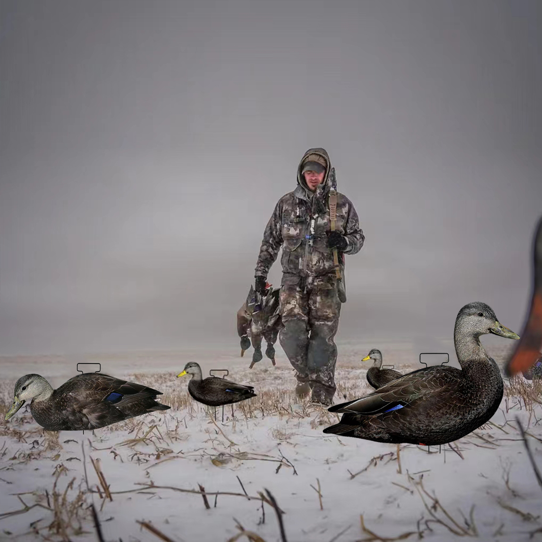 Fully Flocked Duck Silhouette Decoy 5mm Thickness 1200g Black Color Waterproof