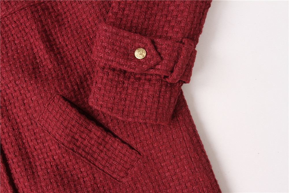 Stockpapa Autumn Winter Ladies Knit Burgundy Longline Blazer