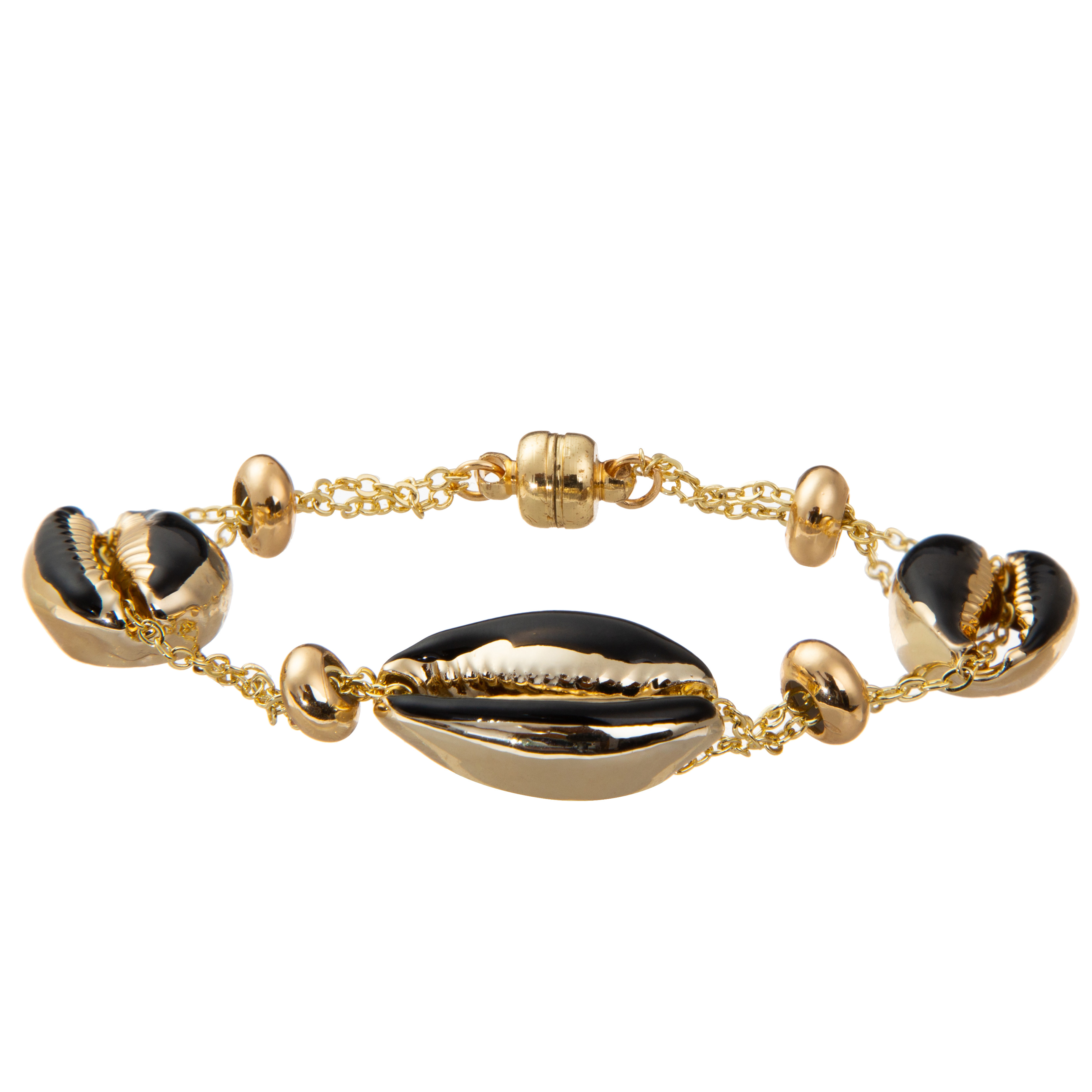 Colorful Shell Minimalist Personalized 14K Gold-Plated Magnetic Chain Link Bracelet