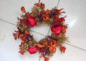 Buy cheap 55cm Red Moutan Peony Yellow Maple Faux Flower Wreath product