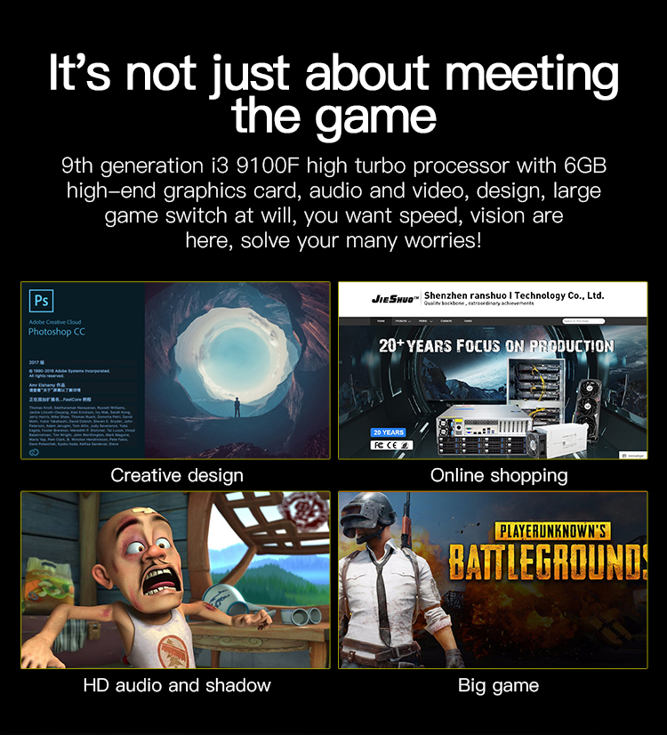 Core I3 9100F Gaming PC Desktops Meijie Onda B356M Board Sahara Pirates 420V Mute Power