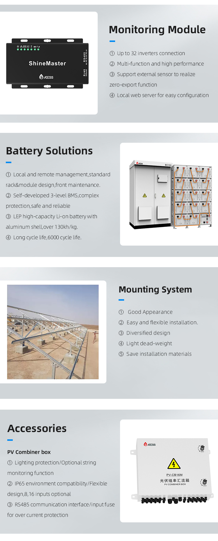 Industrial Hybrid Energy Storage System 100KW 120KW Solar Power System