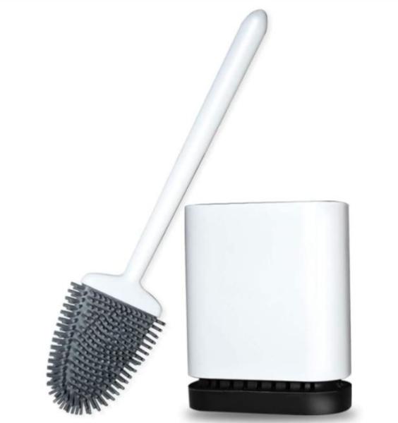 UKAS Certified Flexible Silicone Toilet Cleaning Brush Set Deep Cleaning