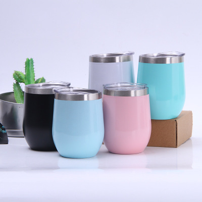 12oz Customized Stainless Steel Vacuum Insulated Wine Tumbler Coffee Mugs with Lid and Straw