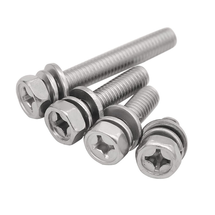 Right Hand Thread Cross Recessed Hexagon Bolt With Indentation And Washer Assemblies