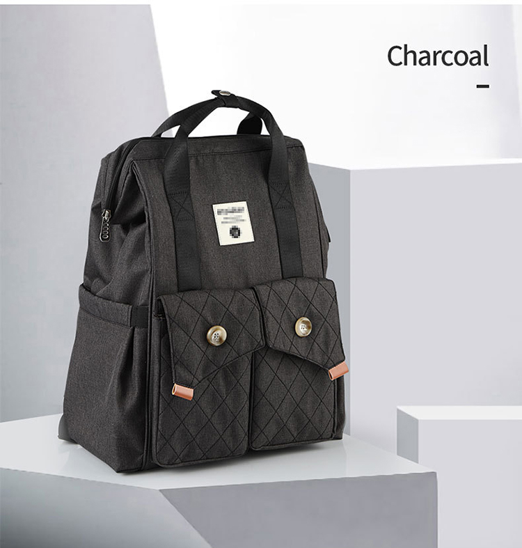 Multifunctional Mommy Diaper Bag Backpack With Trailer Buckle OEM ODM