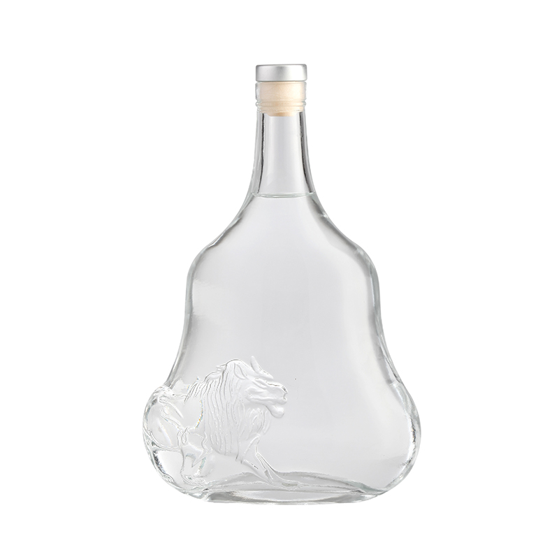 Collar Material Glass 500ml 1000ml Clear Tabular Glass Bottle for Vodka Brandy Whiskey