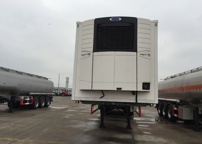 Semi Flatbed Trailers Refrigerated Transport Vehicle Carbon Steel / Mn Steel Material