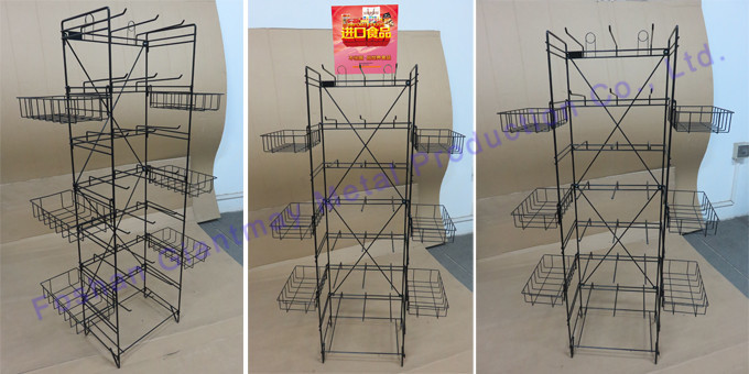 Flooring Metal Wire Potato Chips Display Candy Basket Rack