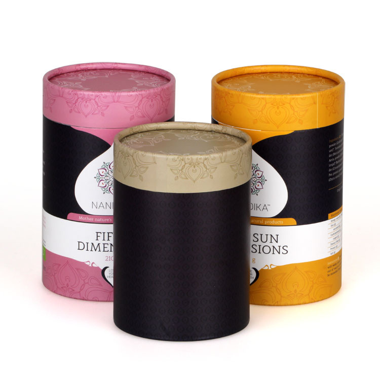 Custom Print Paper Cans Packaging Tube / Box Three Pieces Rolled Edge Eco - Friendly