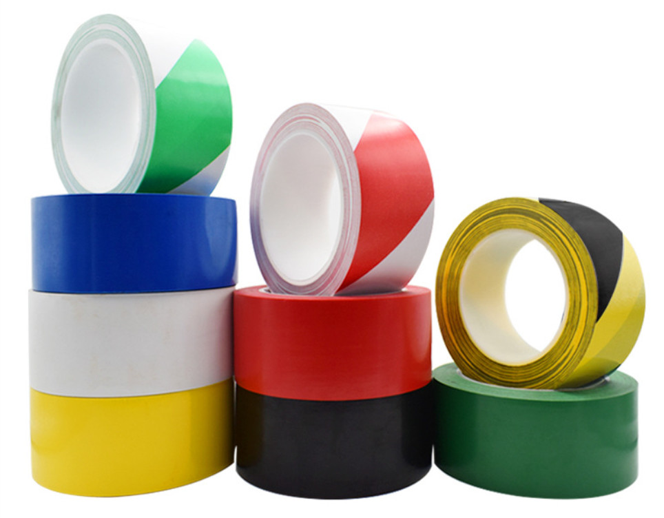 50mm Stripe Floor PVC Warning Tape Black Yellow Insulation Tape For Pipe Plastic