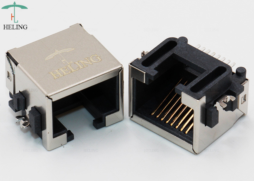 Through Hole Low Profile RJ45 , Tab Up Female Lan SMT RJ45 Waterproof Connector