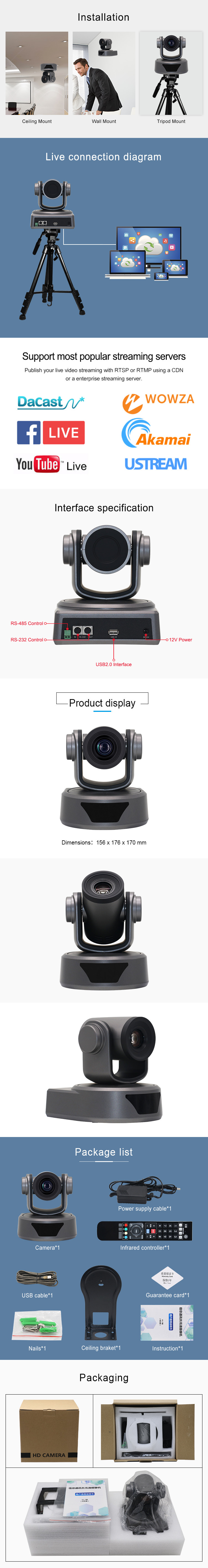 12x optical zoom video conferencing camera 1080p