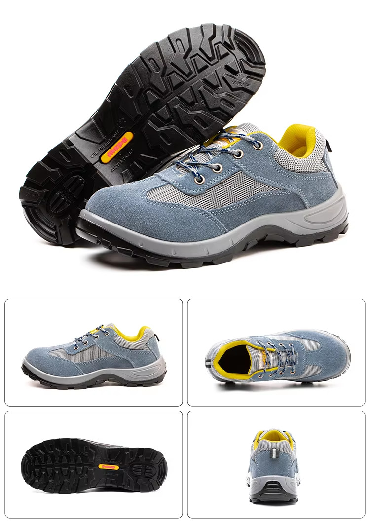 Breathable Industrial Safety Shoes Yellow Leather Steel Toe Boots For Men