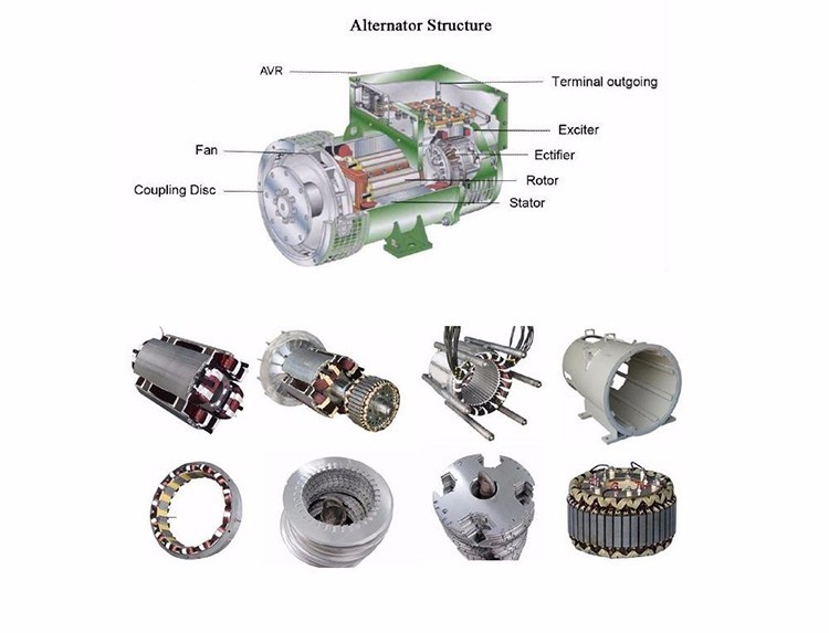 3kw 5kw Brush Alternator Constant Voltage Electric Magnetic Interior Material