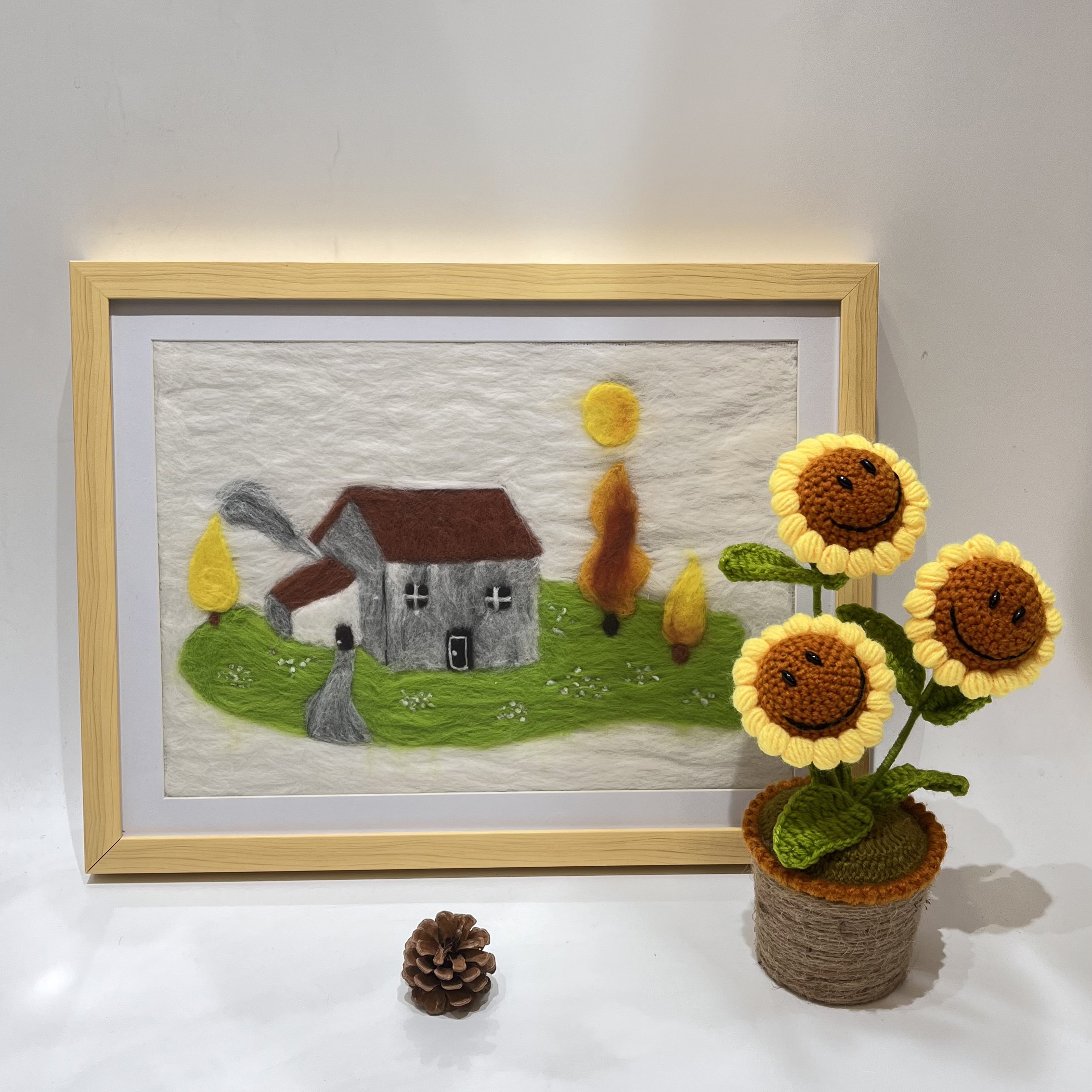 Wool House Thread Decoration Painting Punch Needle DIY Kit For Beginners