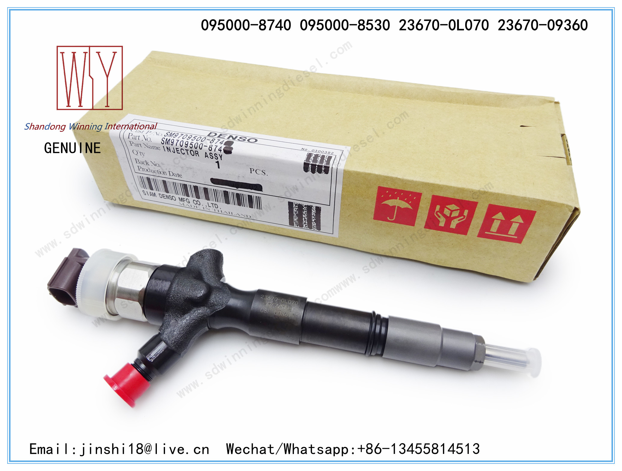 DENSO GENUINE AND BRAND NEW COMMON RAIL FUEL INJECTOR 095000-8740, 095000-8530, 23670-0L070, 23670-09360 FOR TOYOTA HILU