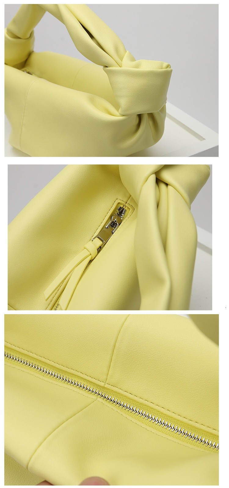 Yellow Handbags Spring Genuine Leather Dumpling Bags Factory Wholesale