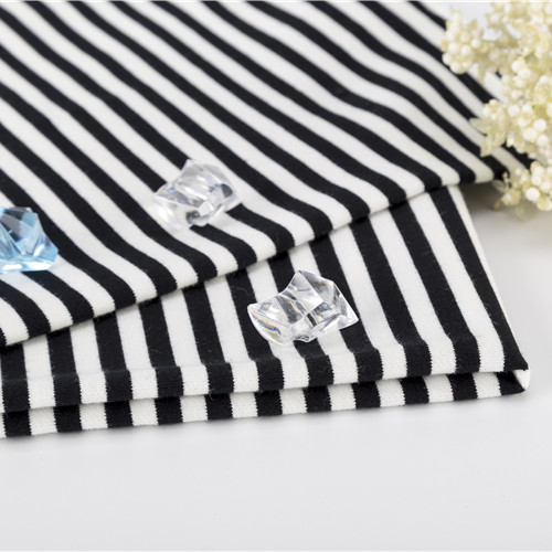 Skin Friendly 100 Cotton Striped Fabric , Sweatshirt 193cm Striped Lycra Fabric