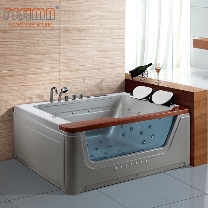 66.93" 2 Person Corner Bathtub Jacuzzi Acrylic Jetted Tub Luxury