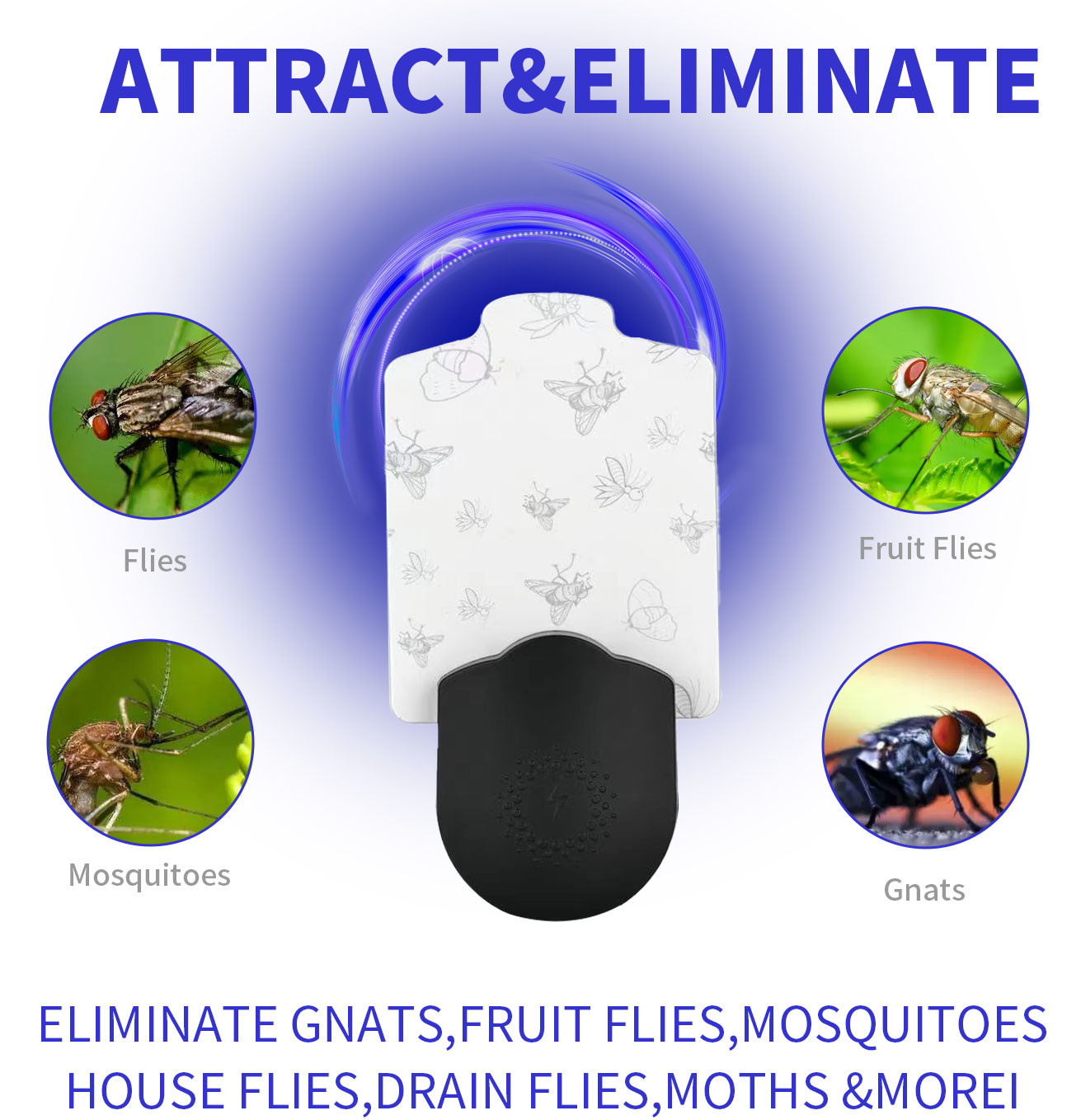 JZ New Arrival Indoor UV Light Human Harless Plug in Sticky Bug Zapper Mosquito Killing Glue Trapper for Indoor