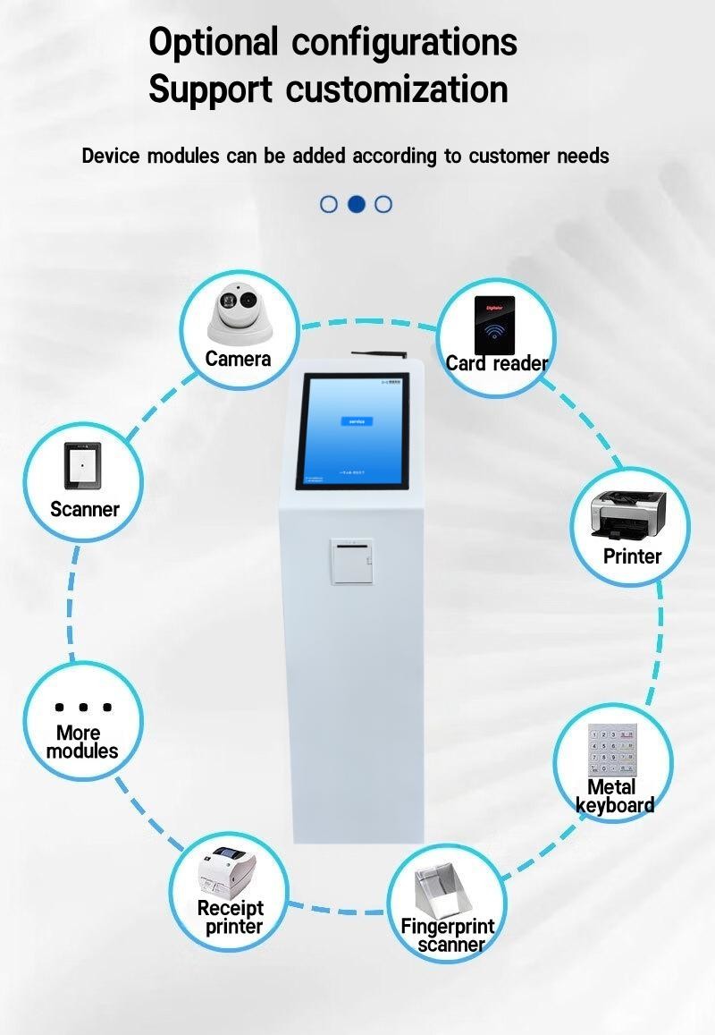 LCD Touch Screen Queue Management System Ticket Dispenser Machine With Multiple Languages Thermal Printing
