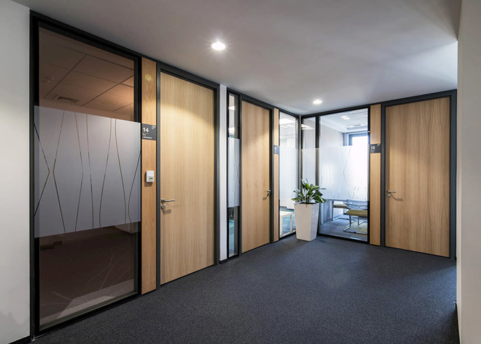 Sound Absorption Glass Partition Wall Aluminum Frame Steel Melamine HPL Panel