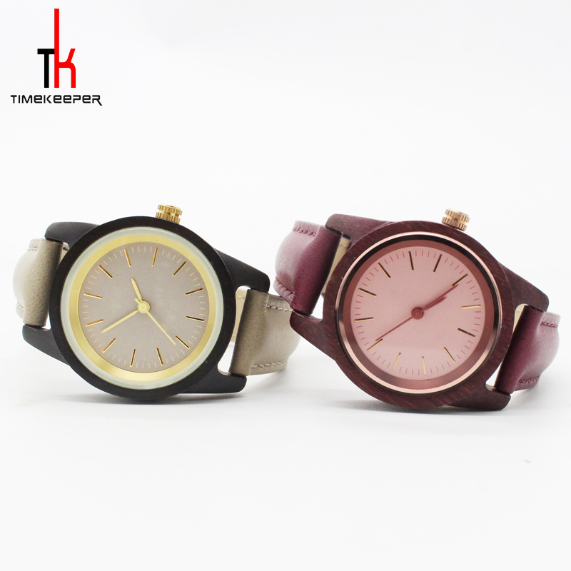 Simple Ladies Watch Leather Strap Stainless Steel Crown 10MM Thickness