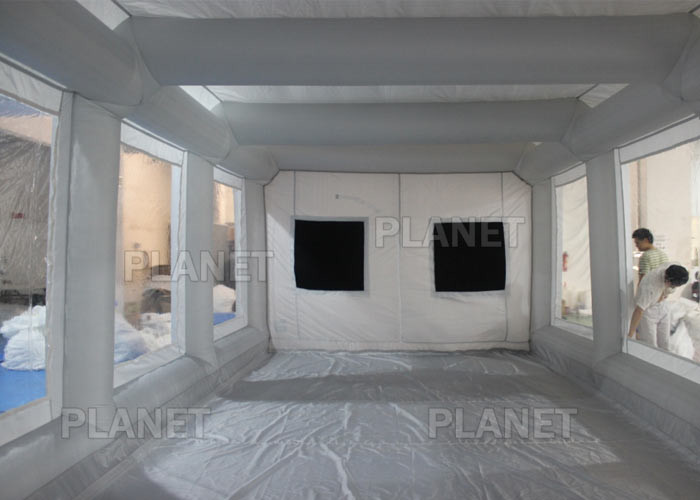 Silver Protable Inflatable Spray Paint Booth 8x4x3m / Mobile Car Painting Station