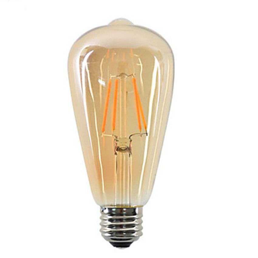 Amber Glass LED Filament Bulb ST64 4W 8W Dimmable 220 Volt 2200k