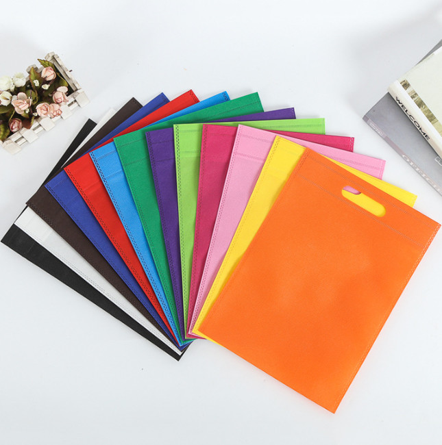 Reusable Non Woven Fabric Flap Open Top Simple Rainbow Colorful Gift Bags