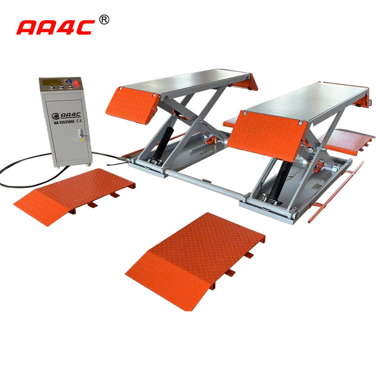 4T 1.2M Auto Scissor Vehicle Lift Four Cylinder Hydraulic With Extensive Ramp