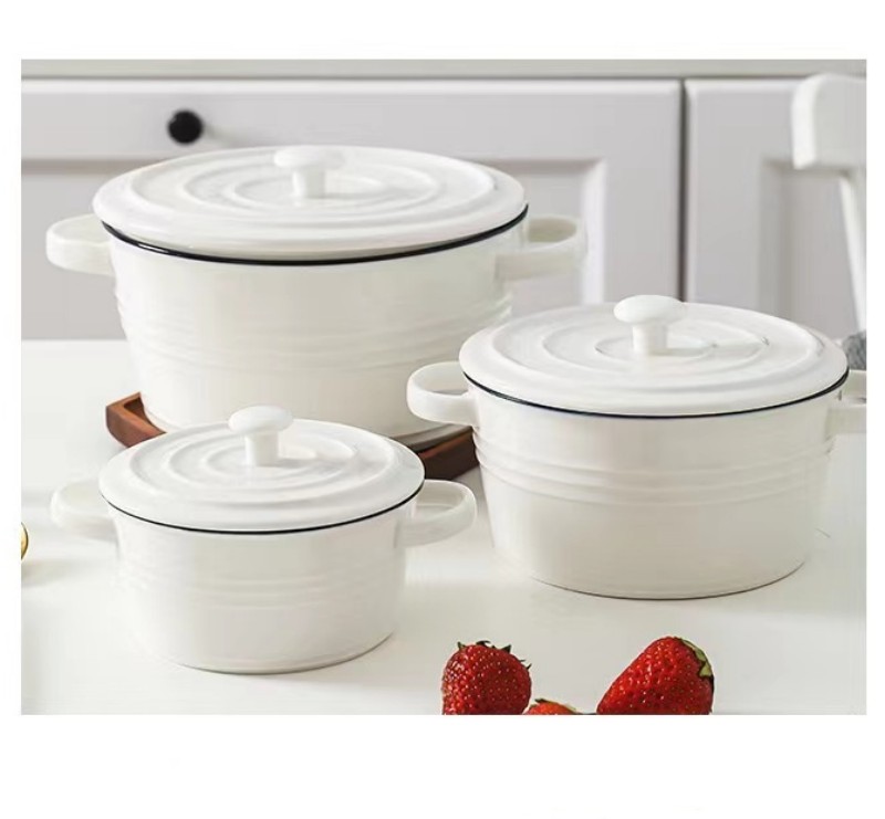 Household Porcelain Ceramic Oven Bowl Nordic Style For Soup Salad Dessert