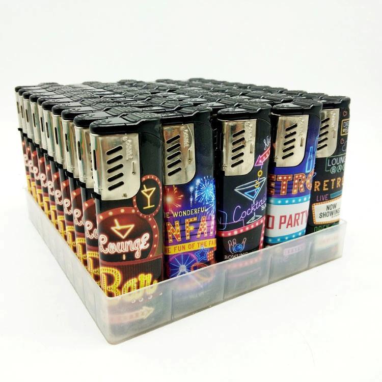 Dy-F001 High-Level Torch Flame Cigarette Windproof Lighter with Modern Style Sticker