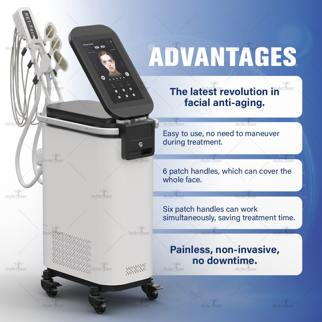 6 Patches Ems Facial RF Non-Invasive Face Rejuvenation Skin Tightening Double Chin & Crow's Feet Removal Beauty Machine