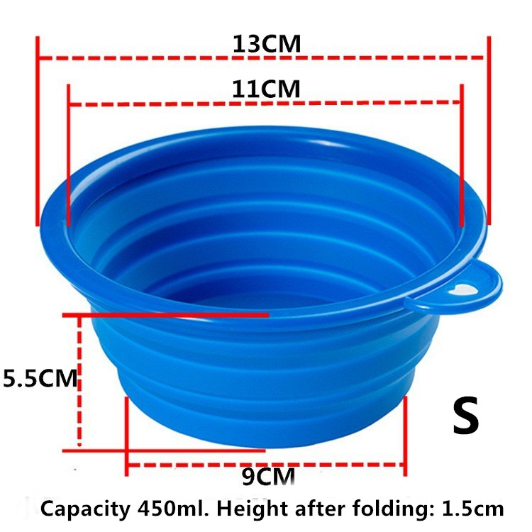 Non Toxic Silicone Pet Bow Outdoor Folding Travel Hanging Pet Food Basin