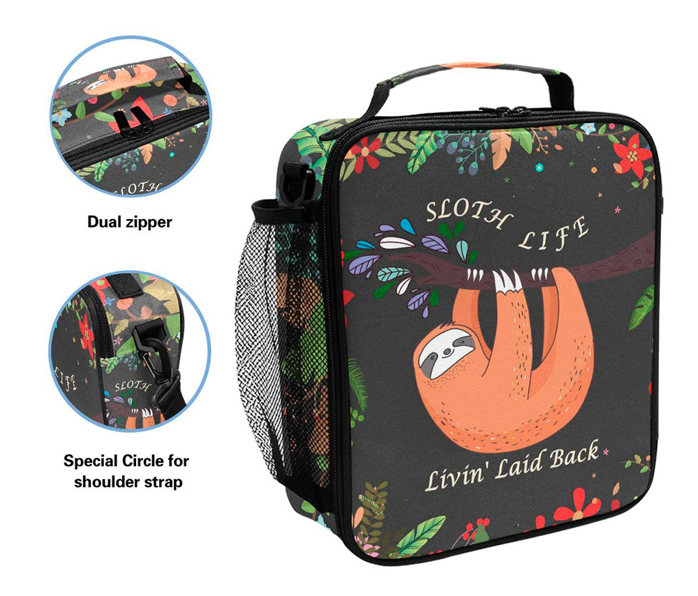 Cute Sloth Insulated Lunch Cooler Bags For Girls