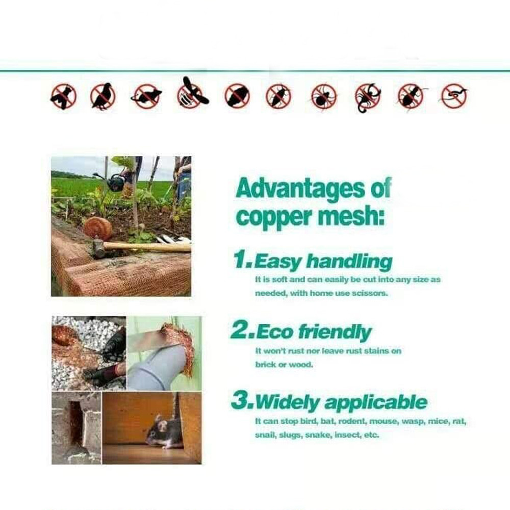Pure Copper Rat Control Mesh Flexible Copper Mesh Rolls For Pest Prevention