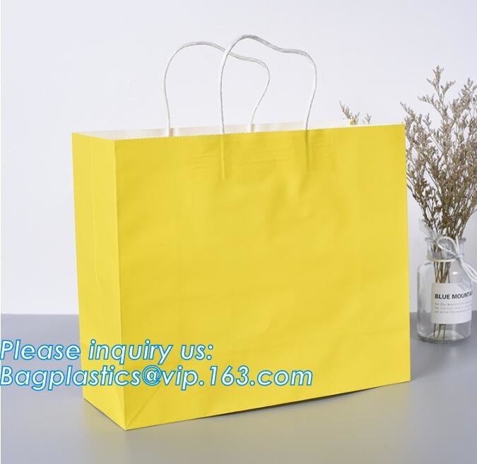 Custom Printed Accept Wholesale Stock White Brown Kraft Paper Shopping Bag With Handle No Minimum, carrier handle bags