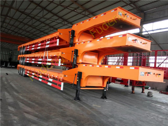 Heavy duty 40 - 60 ton low flatbed semi trailer excavator carry trucks and trailers