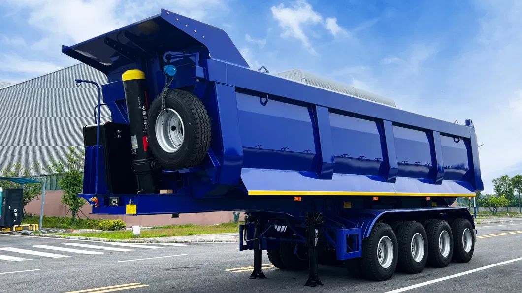 CIMC 4 axles 22/24/26/28/30 ft high strength and durable steel HYVA cylinder offer swift unloading end dump truck semi trailer