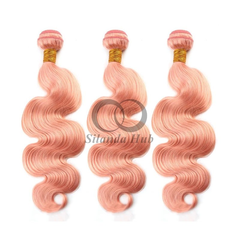 Pink Body Wave Remy Human Hair Bundles Sew In Weave Bundles Brazilian Bundle Deals