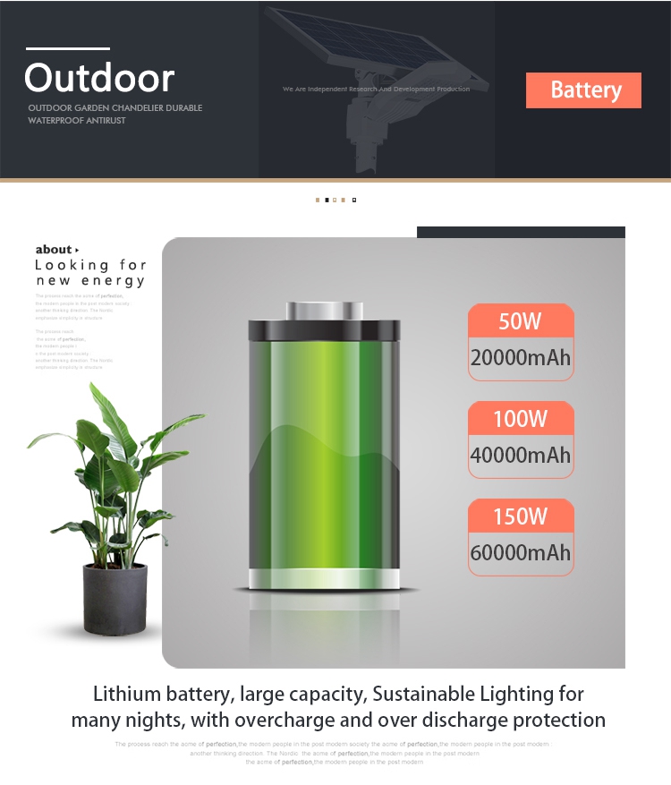 100W Led Outdoor Solar Street Lighting Integrated IP65 Water Resistant Easy to Install