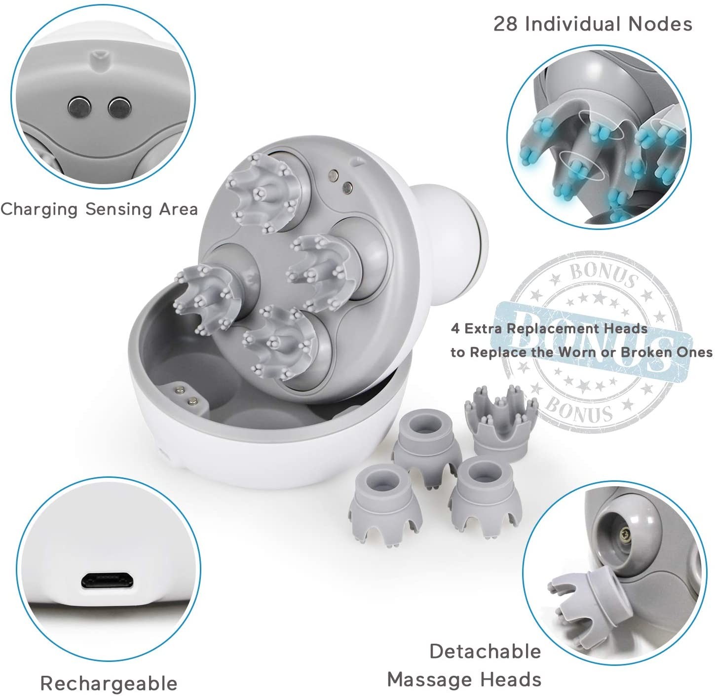 Hair Electric Head Scalp Massager USB Charging IPX7 Waterproof