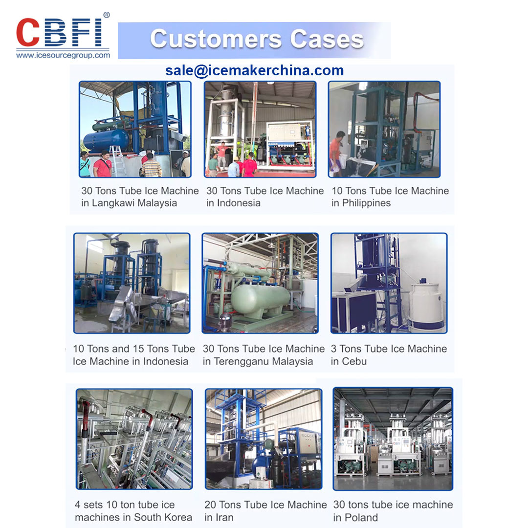 5000kg Per Day Tube Ice Making Process / Air Cooled Ice Maker TV50