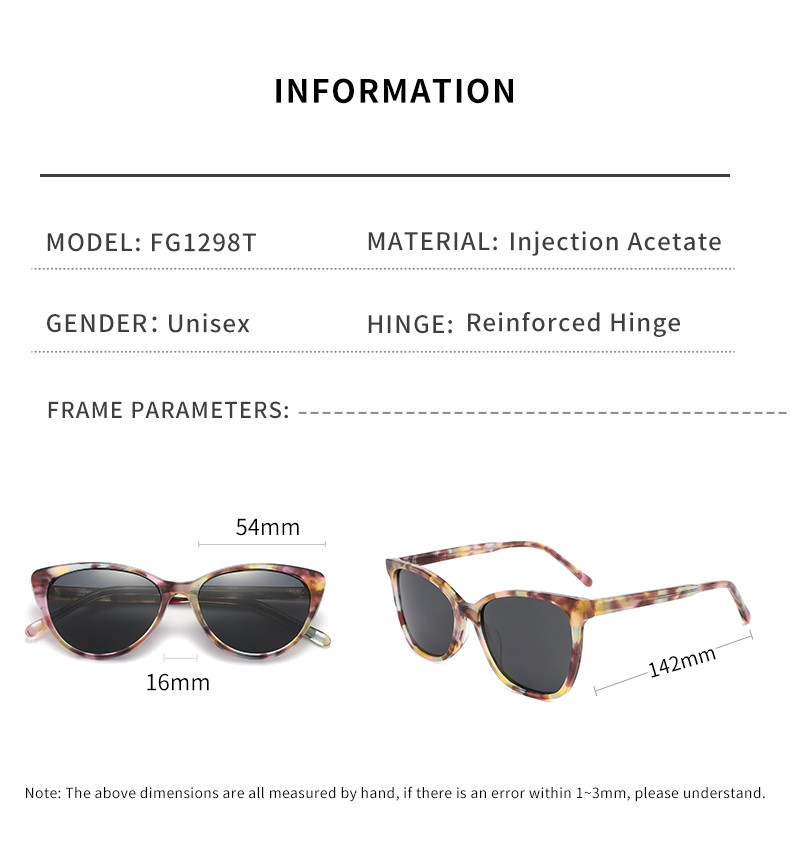 Cateye Round Acetate Sunglasses Anti Glare Oval Sunglasses Womens