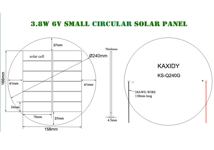 Round Shaped Solar Energy Panels Monocrystalline Silicon Material Without Frame